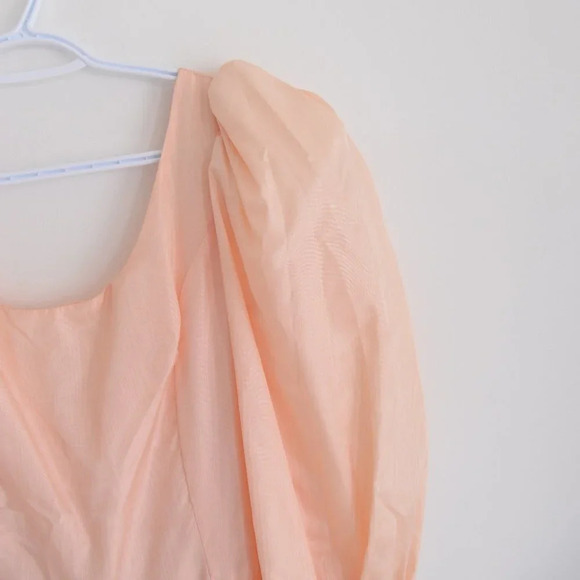 Vintage Peach 80's Prom Dress with Puff Sleeve - Picture 9 of 16